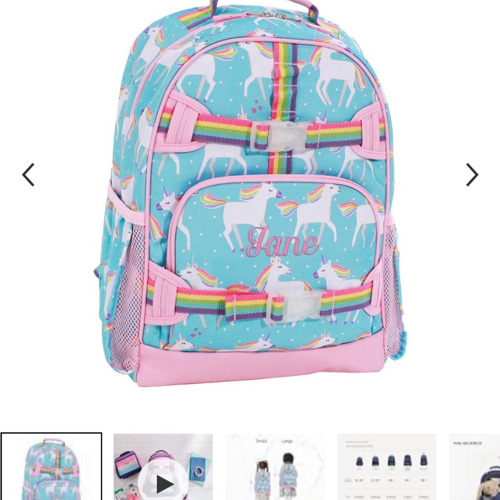 Pottery Barn Kids Unicorn Backpack - Blue and Pink- no name on it.